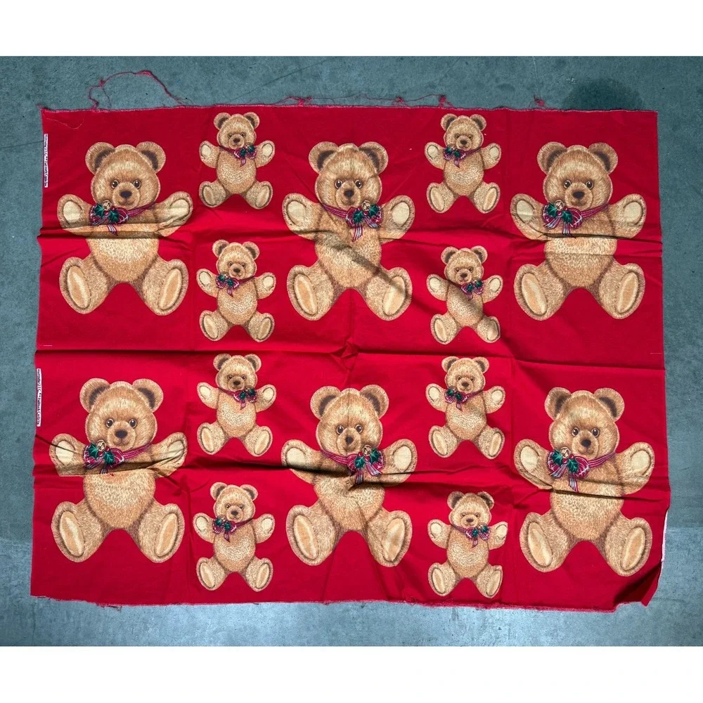 Vintage Wamsutta Hallmark Christmas Teddy Bear Fabric Panel 42